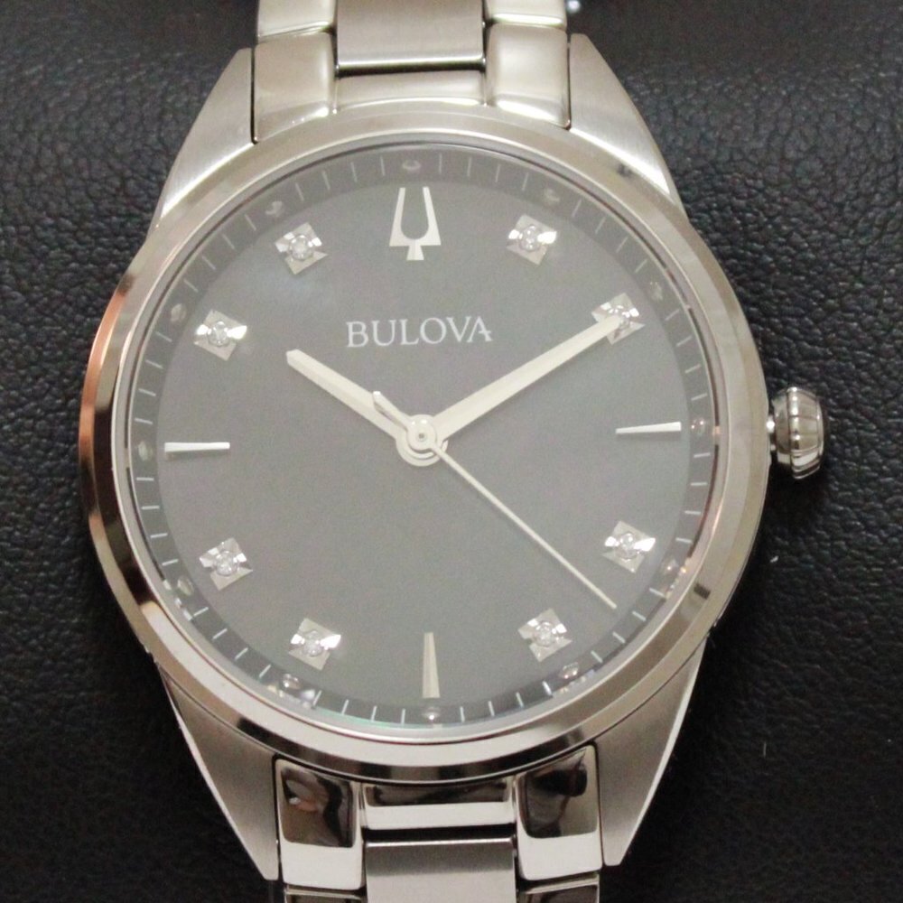 Bulova Sutton Ladies Watch Diamond Indices Black Mother Of Pearl Dial 33mm - Picture 9 of 13